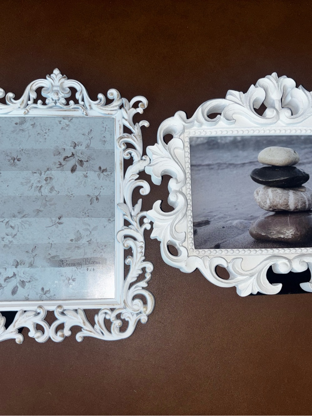 Ornate White Decorative Picture Frames - Set of 2 country cottage farmhouse 4x6